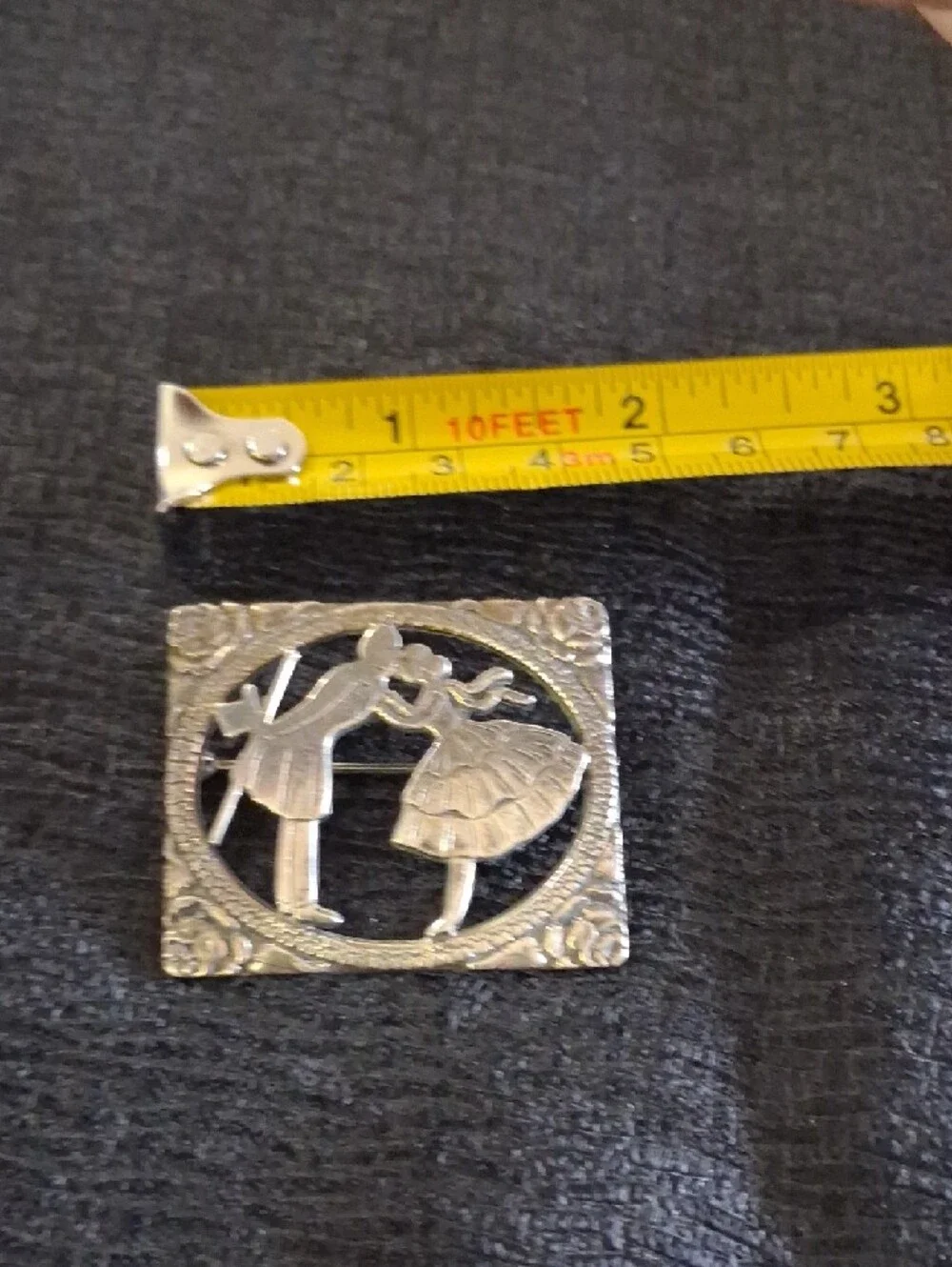Stirling Silver Vintage Silhouette Couple Brooch Pin - Picture 5 of 5